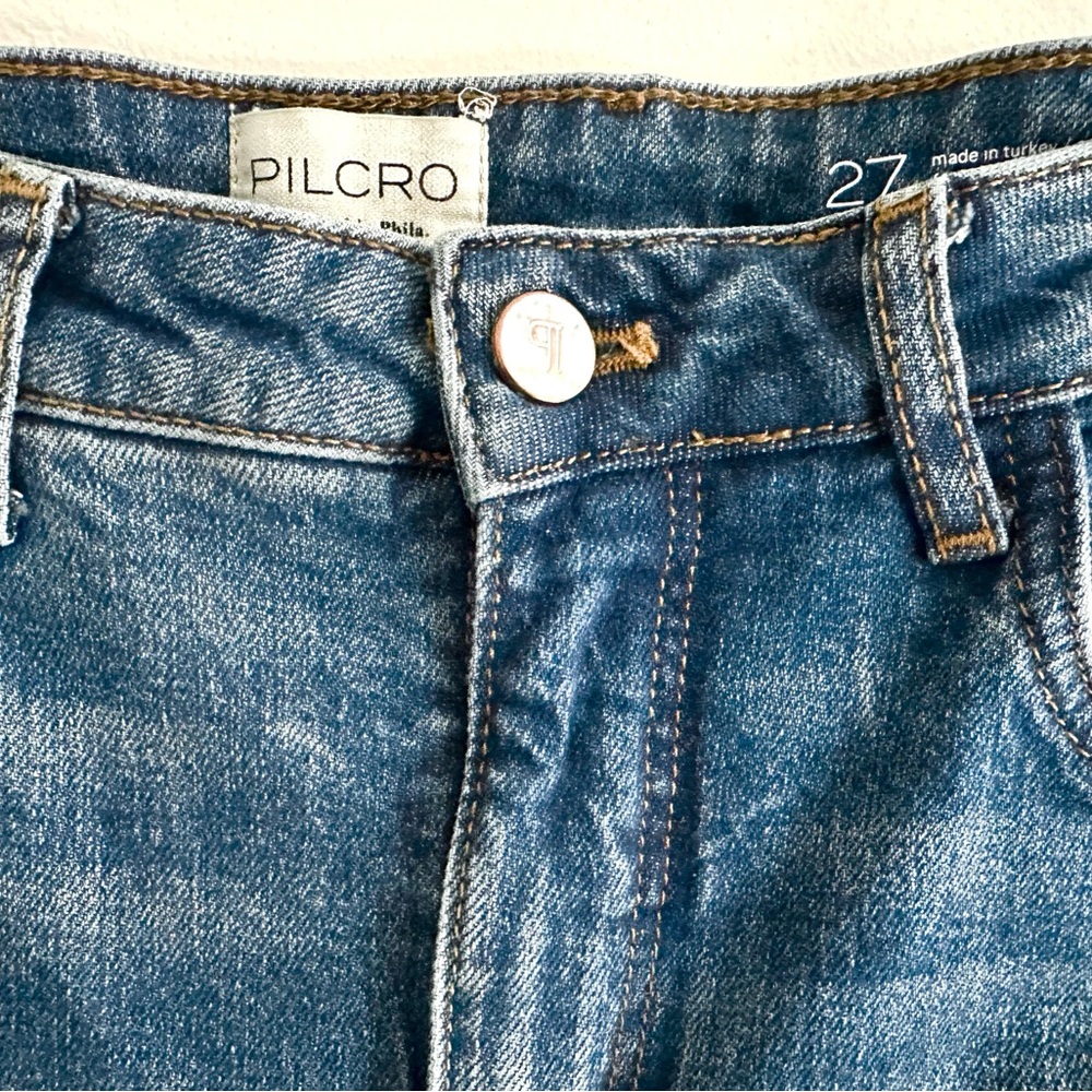 Anthropologie Pilcro mid-rise straight jeans size 27 dark denim - Picture 9 of 13